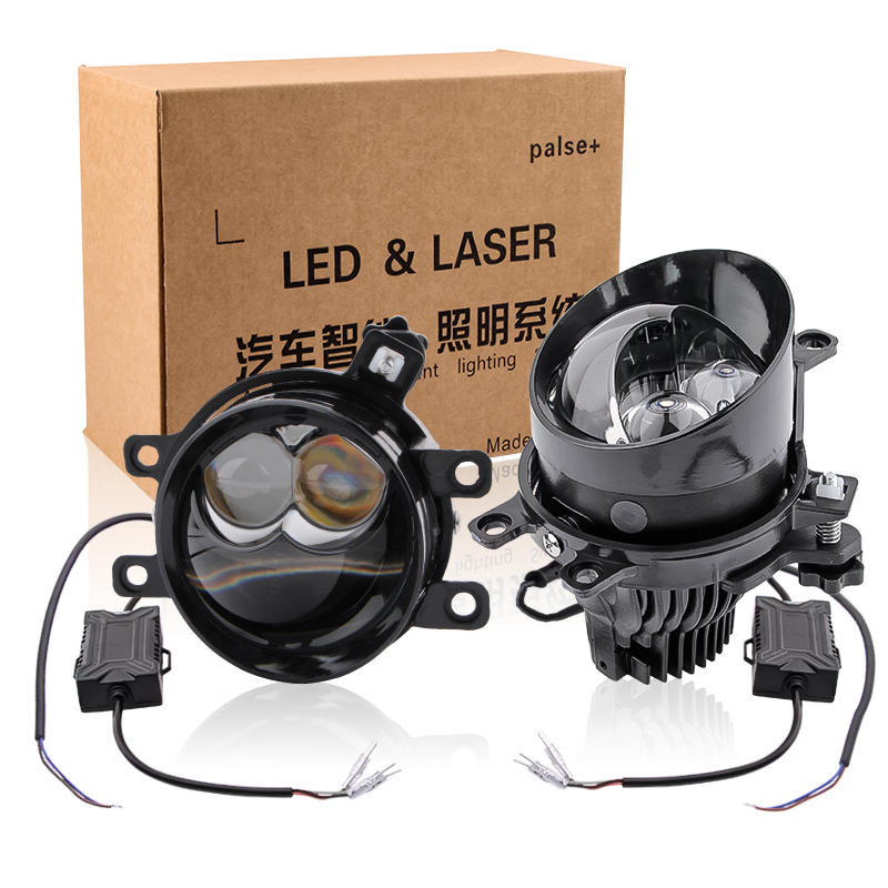ユニバーサル自動 3.0 LED ヘッドライトレンズフォグランプ 80 ワット白色光 6000 18K 12V バイ LED プロジェクターフォグランプレンズトヨタ