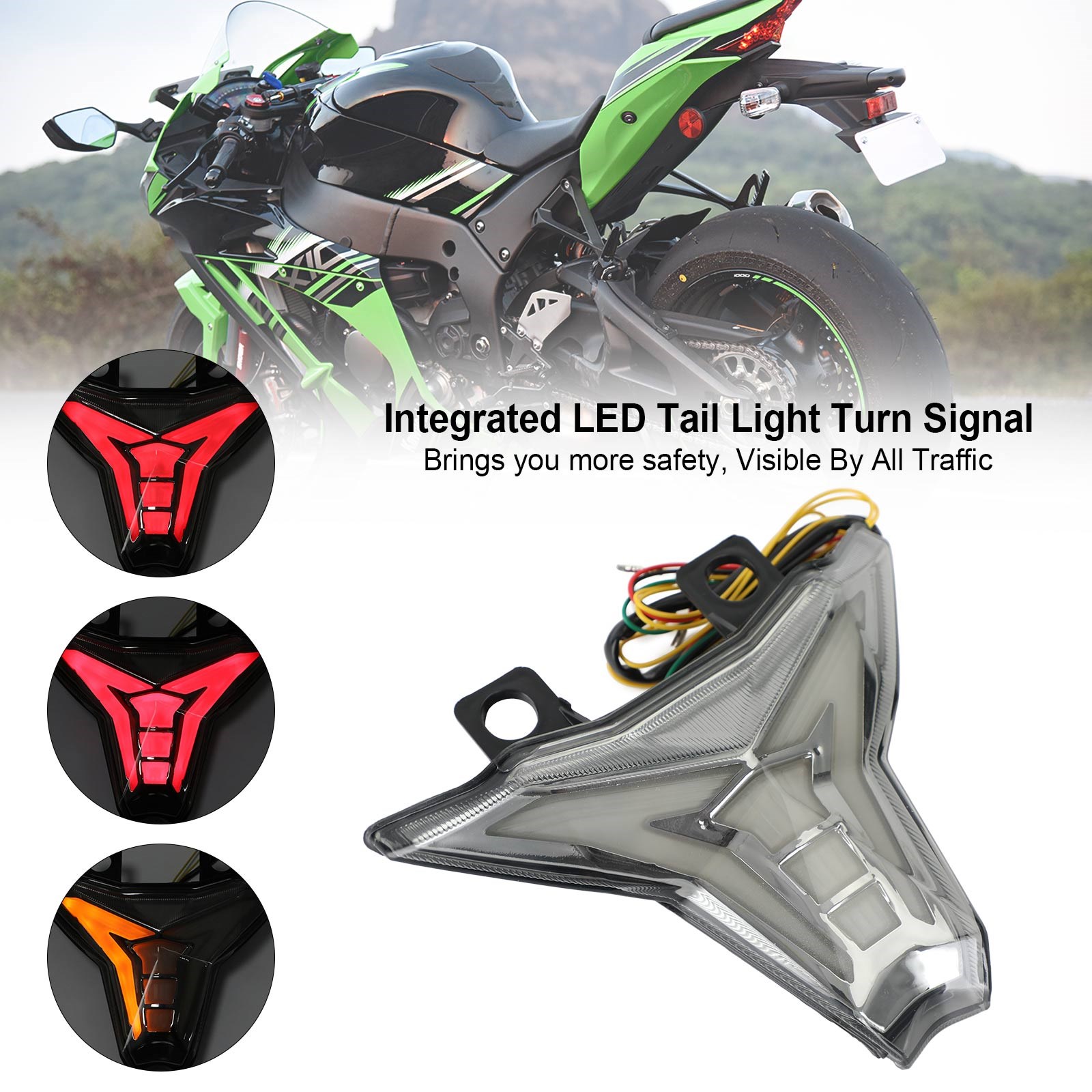 統合テールライトターンシグナル KAWASAKI Ninja 400 Z400 ZX10R Z1000 ZX6R ZX-6R ZX-10R用