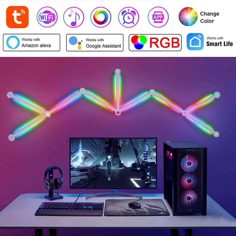 WIFI RGB ウォールライトバー RGBIC LED ライト スマートゲーミングライト Alexa および Google アシスタントと連携 寝室用 LED ウォールライト
