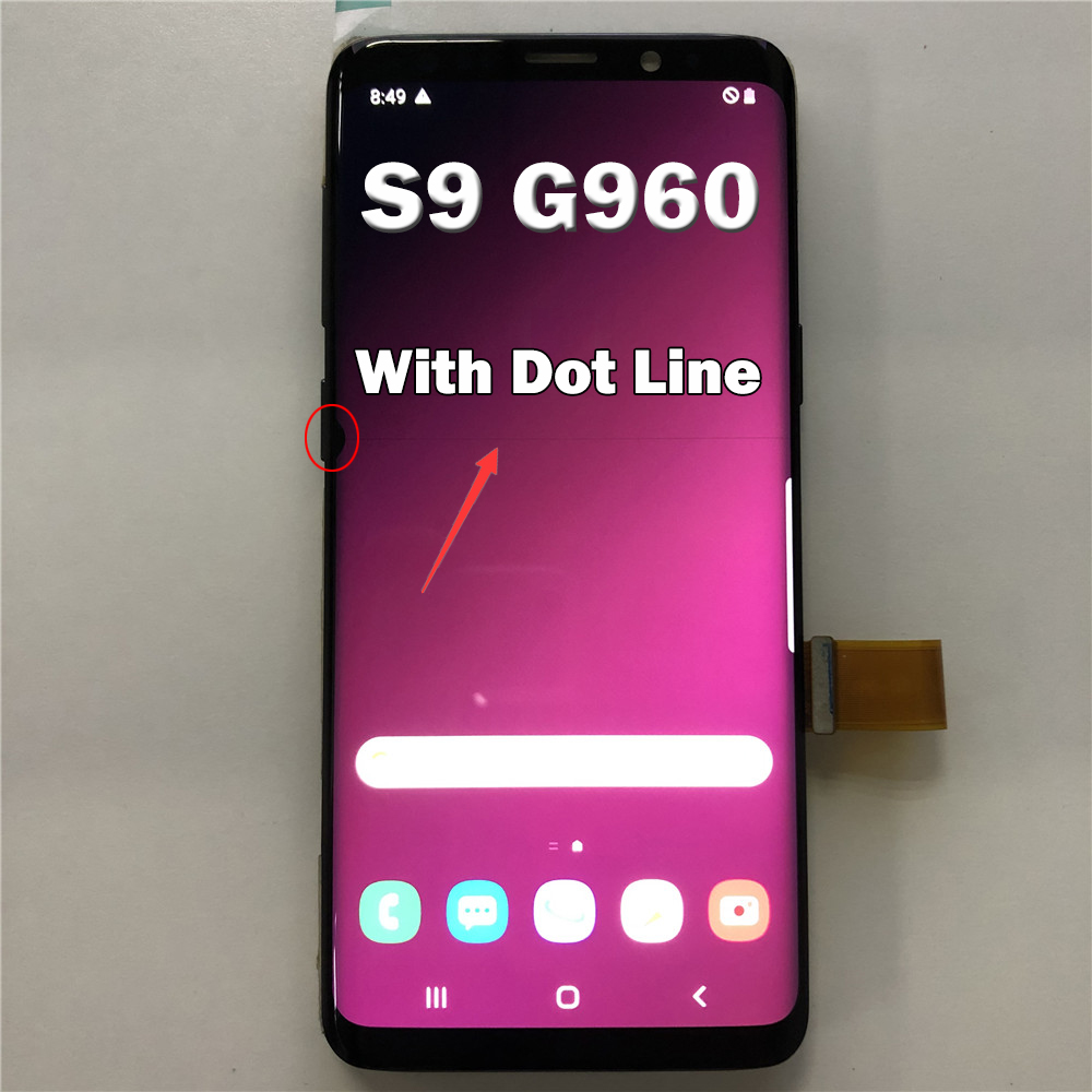 画像と同じ欠陥が動作します AMOLED ラインドットサムスン S9 G960 G960F 液晶ディスプレイタッチスクリーンデジタイザなしフレーム