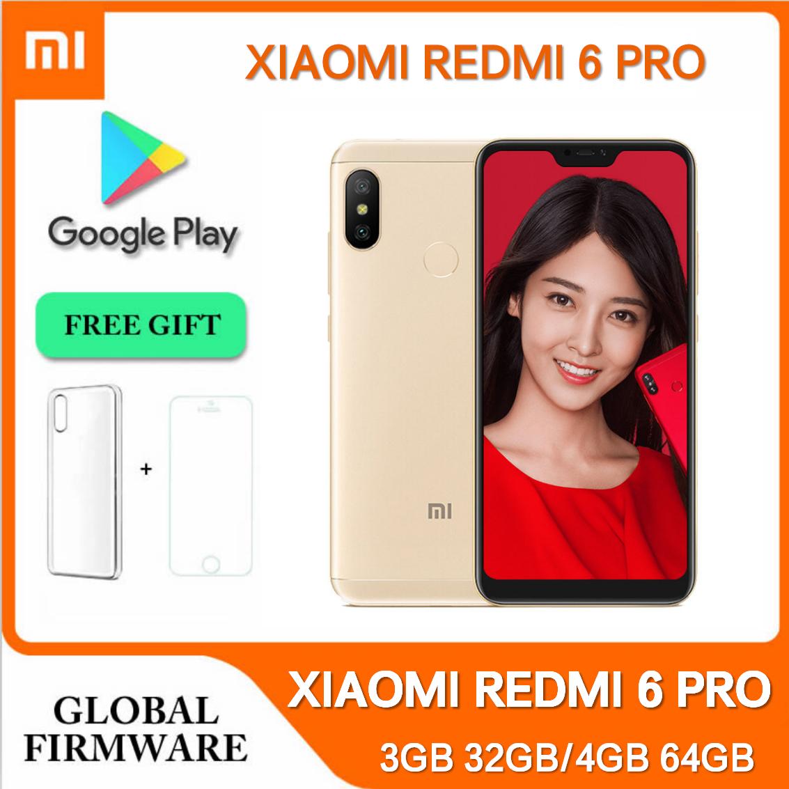 4GスマートフォンXiaomi Redmi 6 Pro 4000 mAhバッテリー4GB 64GB Snapdragon 625ピクセルデュアルSIM AndroidグローバルROM 3GB 32GB携帯電話