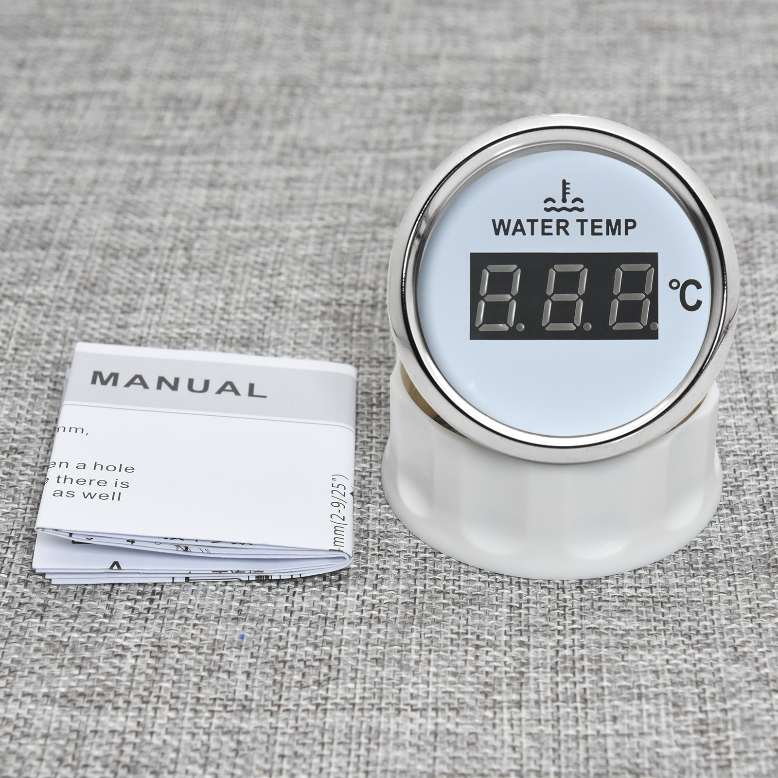 赤色 LED デジタル 40-120℃ 52 ミリメートル水温計センサー付き 10.2 ミリメートル水温計インジケータ車ボートヨット 12V24V