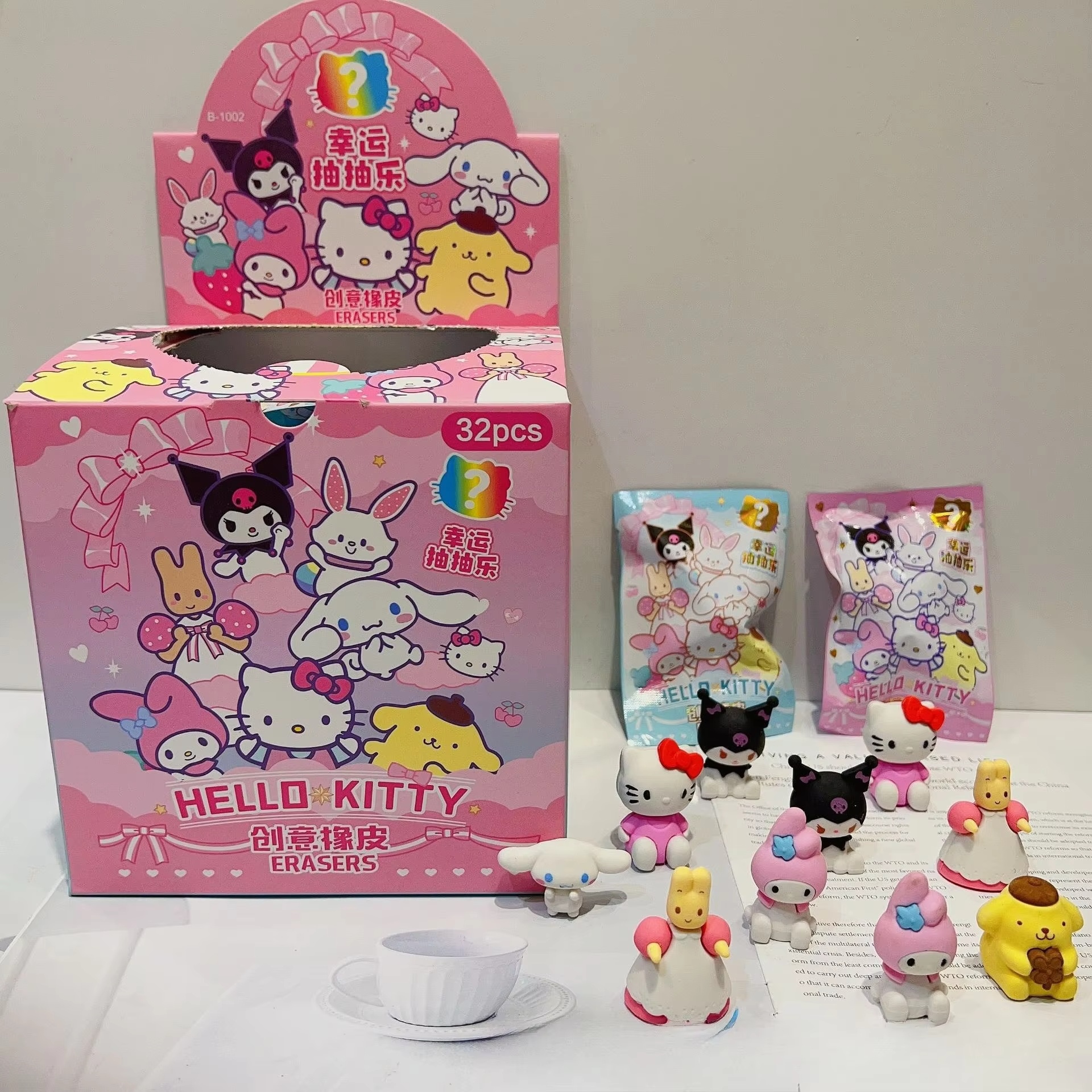 32個入り鉛筆消しゴム かわいいハローキティ マイメロディ クロミ シナモロール 学生用消しゴム 文房具 学校用品 卸売