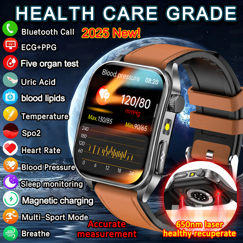 2026 新しいスマートウォッチレーザー治療健康コンディショニング血中酸素圧力尿酸血中脂質 ECG スマートウォッチ男性女性