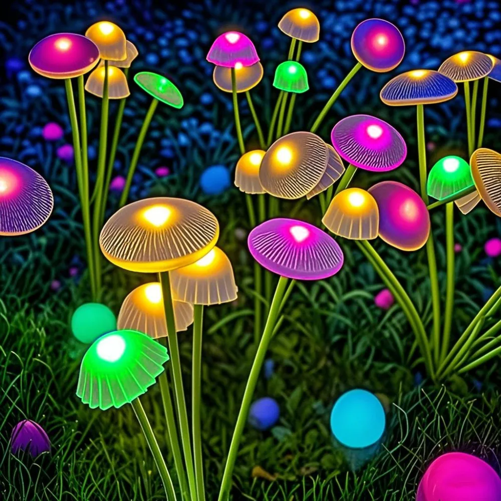ソーラーガーデンライトデュアルモードLEDソーラーキノコライト防水装飾庭パティオ通路クラゲ用庭の雰囲気