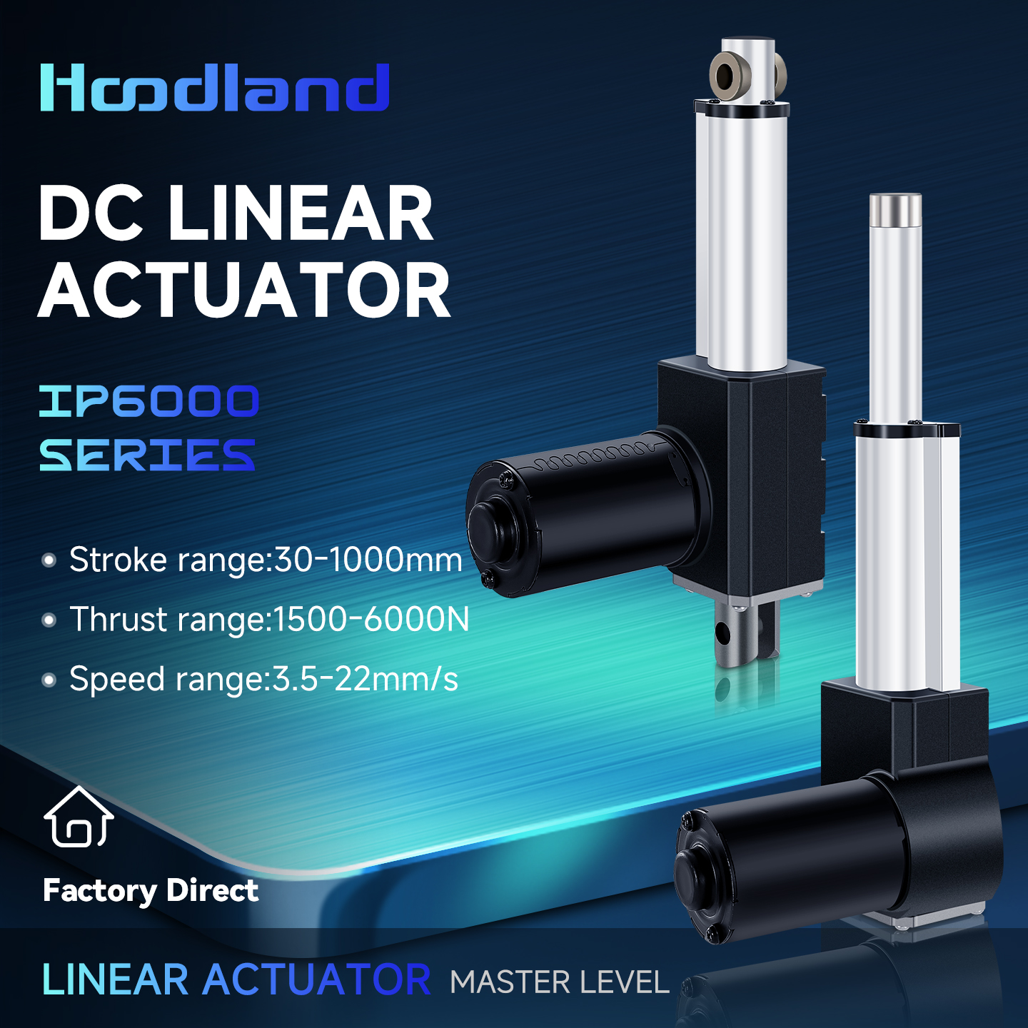 伸縮リニアアクチュエータ工業用グレード高推力 6000N12V/24V DC 電動リフティングストローク範囲 30-1000mm