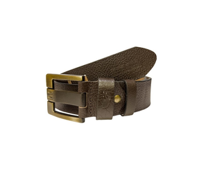 Handcrafted, customizable genuine leather men's beaded belt with a metal buckle TR