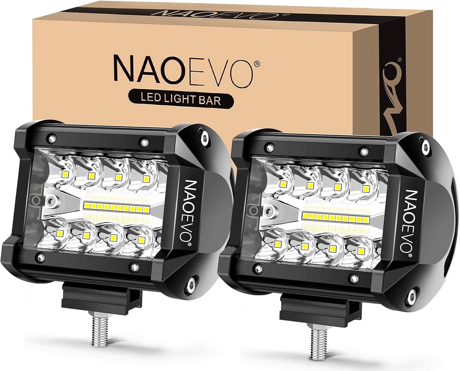 NAOEVO 4 インチ 60 ワット LED ポッドライトスポットフラッドコンボオフロードドライビングフォグワークライトトラック SUV ATV UTV 4WD ジープボート 12V