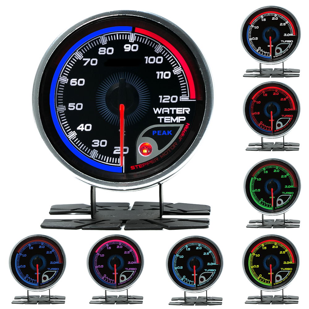 62mm レーシングカー 7 色 LED 調整可能な水温計キット