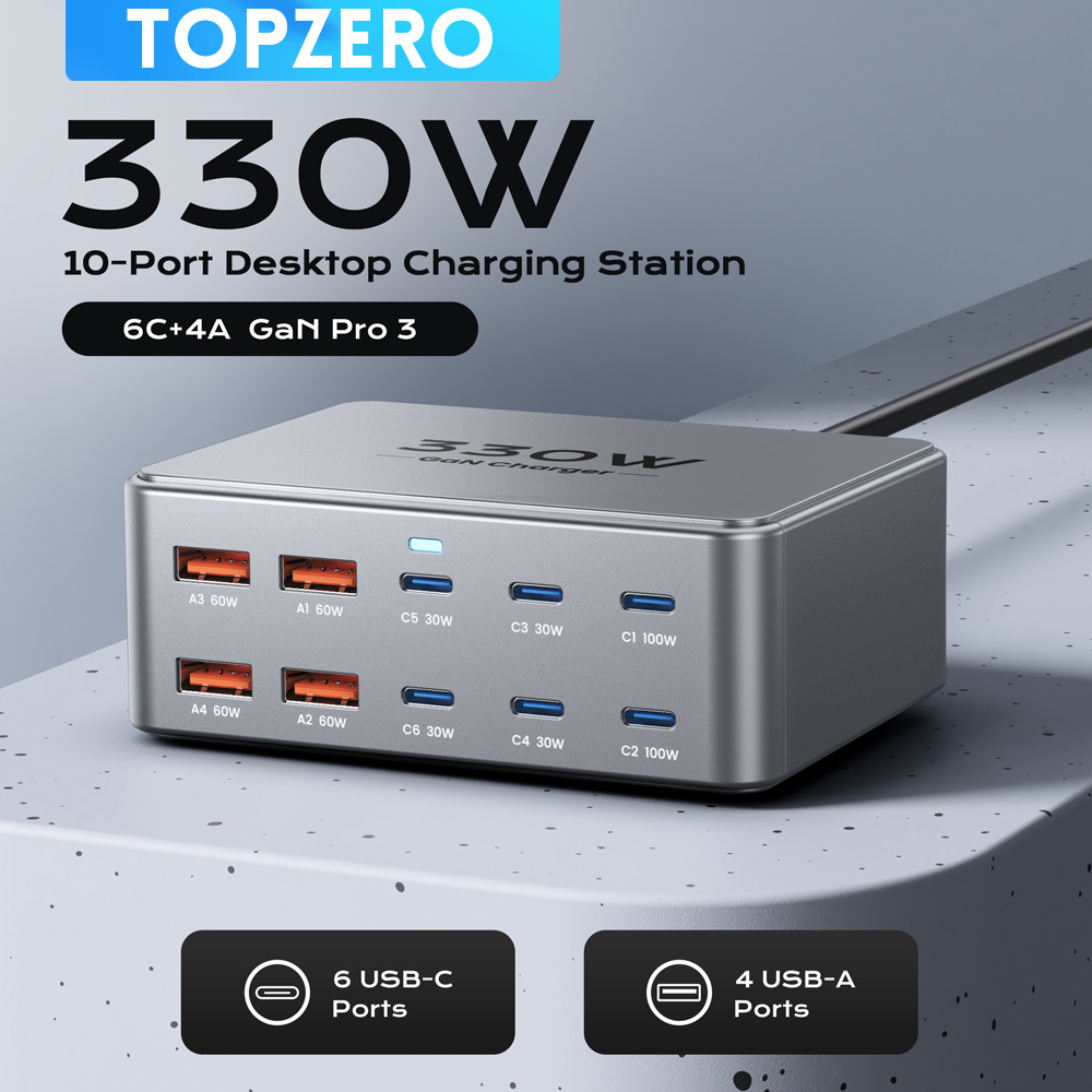 330 ワット USB C GaN 充電器 100 ワット PD3.0 PPS QC3.0 マルチポート高速充電ステーションラップトップ iPhone 15 16 Samsung Macbook Pro タブレット用