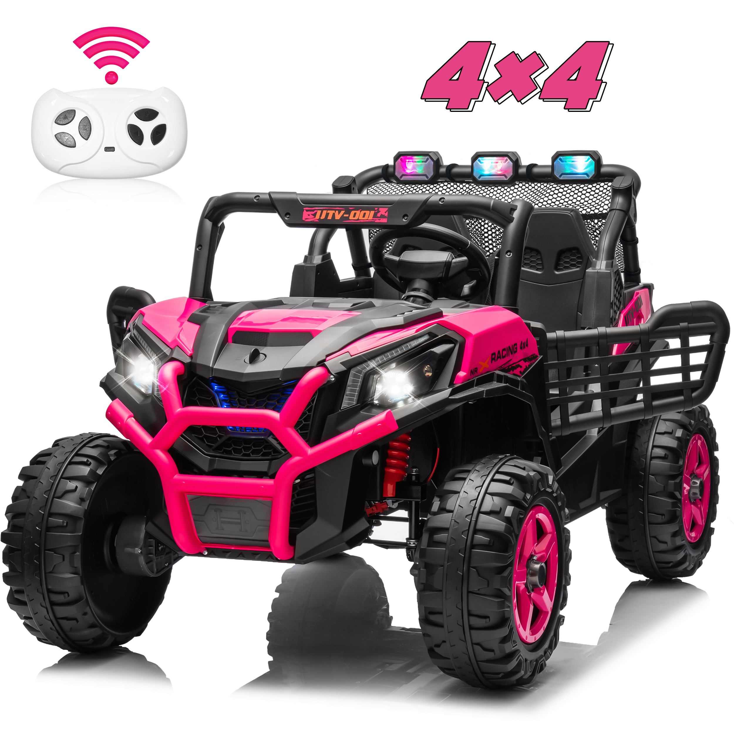 24V XL 2人乗り女の子向けおもちゃの車、2WD/4WD切り替え可能なオフロードUTV、長時間持続バッテリー電源、3スピードリモコン付き