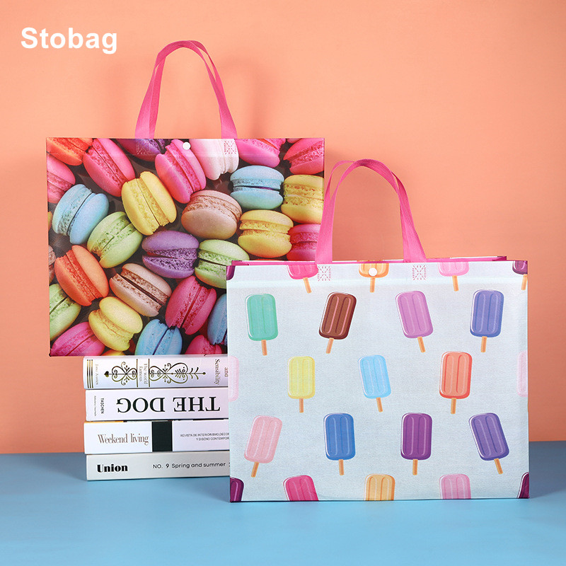 StoBag 12 個不織布トートバッグショッピング大型生地ギフトパッケージ防水収納再利用可能なポーチ誕生日パーティーの記念品
