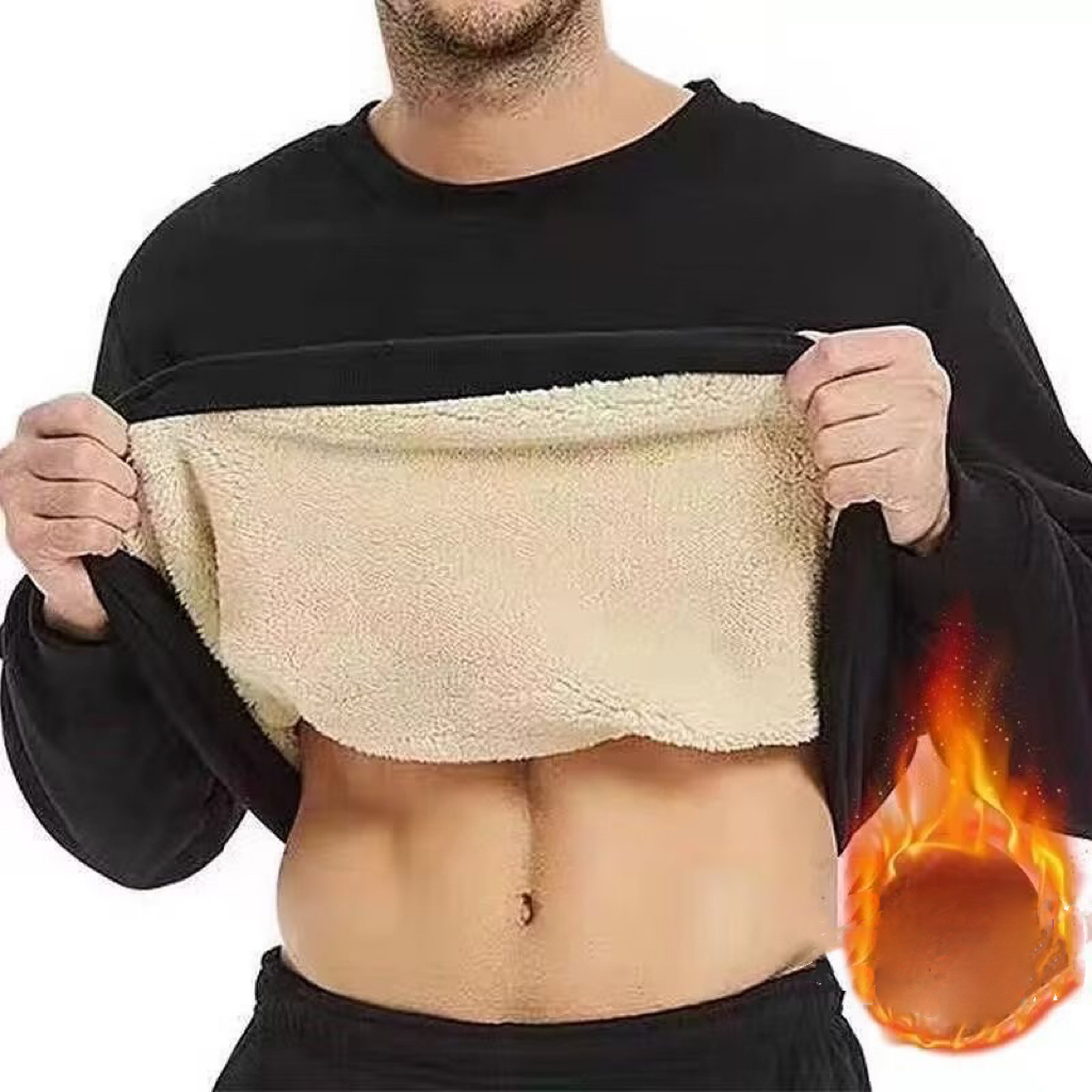 1 個男性肥厚ベルベット暖かいカジュアルトップメンズ冬長袖熱 Underwer 男性ラウンドネックファッション Tシャツ M-5XL