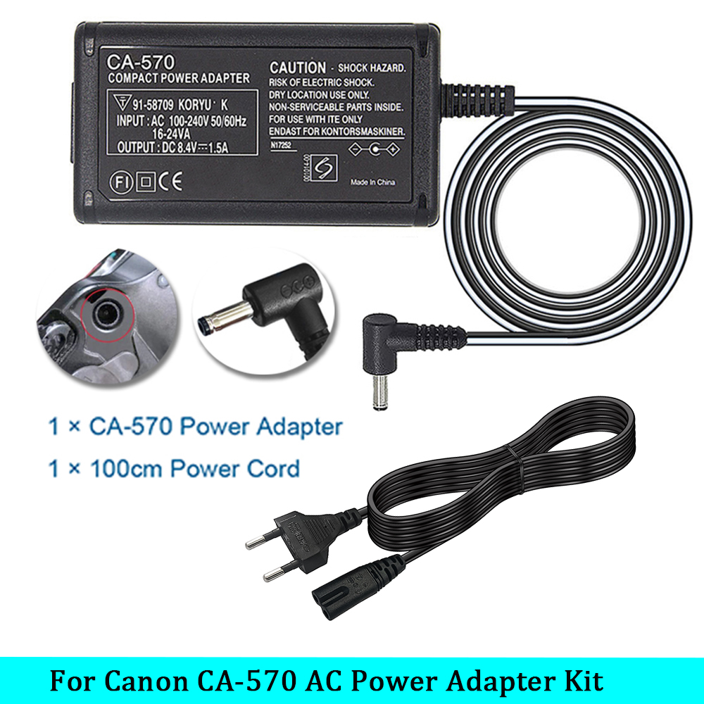 CA-570 AC 電源アダプター充電器 Canon XA10 XA35 HV10 HV40 CX10 CX15 HG10 HG21 FS20 FS22 ZR60 DC40 ビデオカメラ用 –CA570 8.4V/1.5A