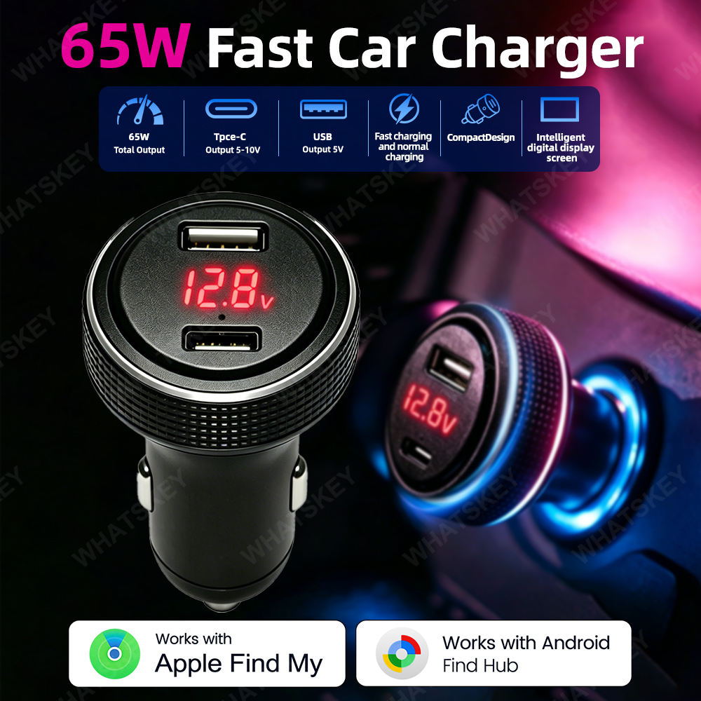 車の充電器 GPS トラッカー バッテリー電圧表示 周囲光 高速充電 iOS 用 USB Type-C スマート タグ ロケーター