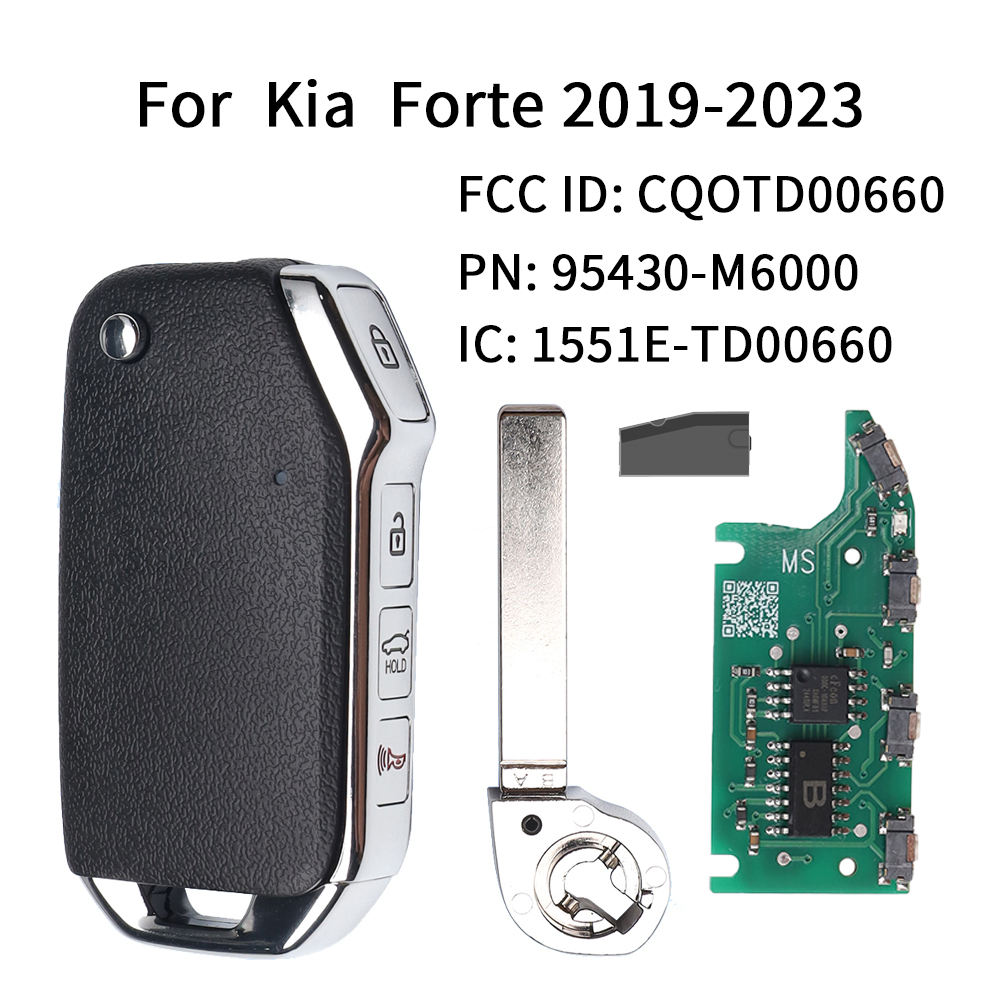 リバティ KIA フォルテ 2019-2023 フリップリモートキー 3 1 ボタントランク 433MHz PN: 95430-M6000 FCC ID: CQOTD00660 IC: 1551E-TD00660