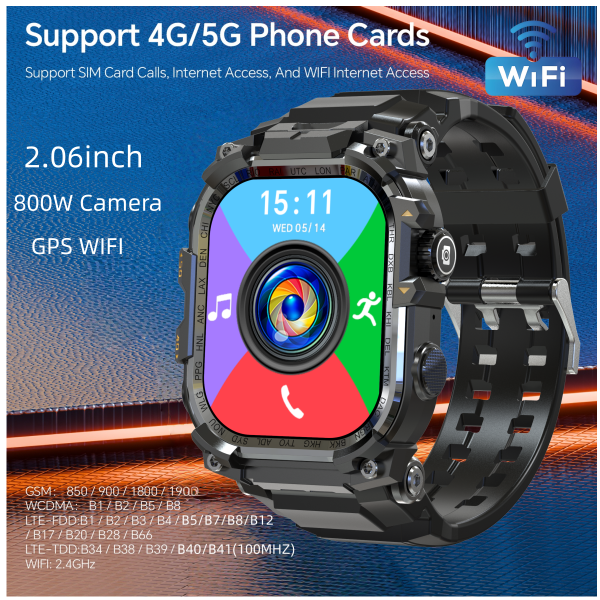 APPLLP 7 MAX 5G LTE スマートウォッチ 2.06 インチ Amoled 大画面 Android 10.0 スマートウォッチ 8MP ロータリーカメラ Sim カードスロット WIFI