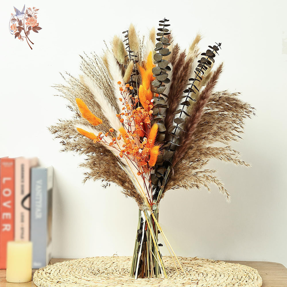 Dried Natural Flowers Real Touch Baby Breath Pampas Grass Bouquets for Home Chic Decor Floral Arrangement Fall Wedding Supplies