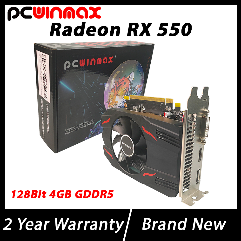 PCWINMAX製 新型 Radeon RX550 4GB GDDR5 128ビット HD DP DVIポート搭載 PCIe 3.0 シングルファン ゲーミングGPUグラフィックカード