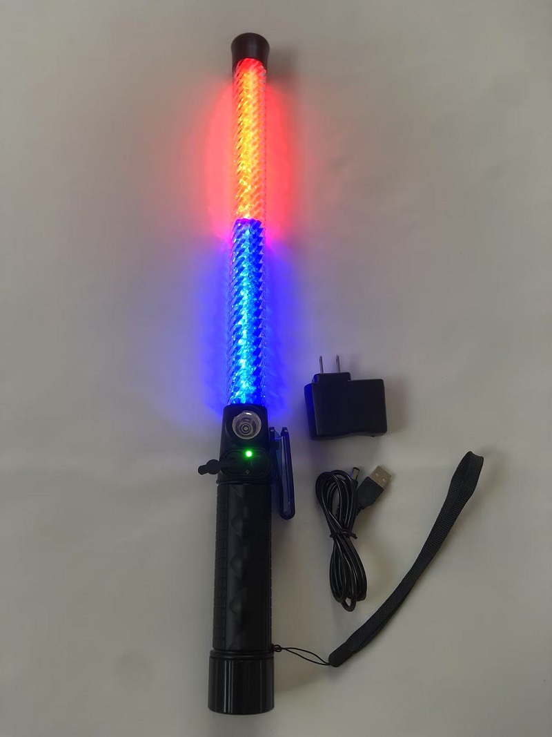 21 インチ道路交通車掌の杖 LED 交通管制スティック安全ライトロッド点滅モード航空マーシャリング信号杖