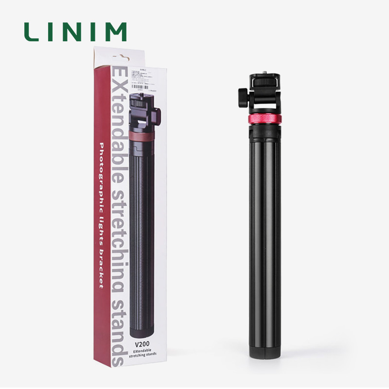 LINIM V200 Portable Extendable Camera Tripod with 1/4'' Screw for video recording live streaming Fill Light Microphone Tripod