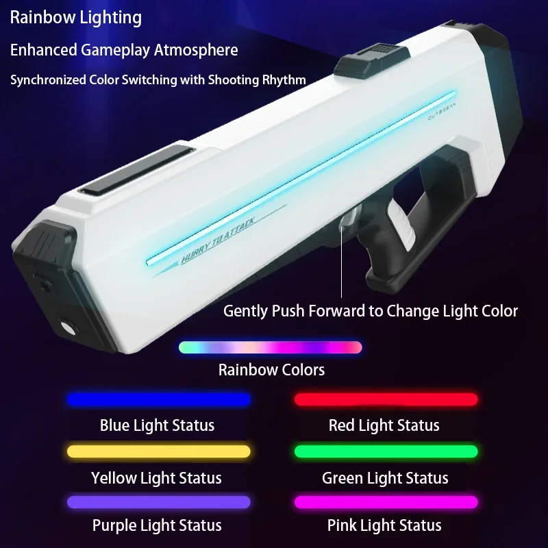 Automatic Super Burst Water Gun Toy with LED Big Capacity Electric Shooting Water Blaster Outdoor Pool Toy for Adult Boys Gifts