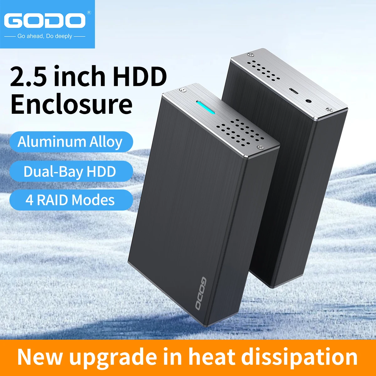 GODO 2.5 "SATA デュアルベイ RAID ハードドライブエンクロージャ USB3.0 SSD HDD 外部アレイボックスサポート RAID/JBOD ディスクアレイエンクロージャ
