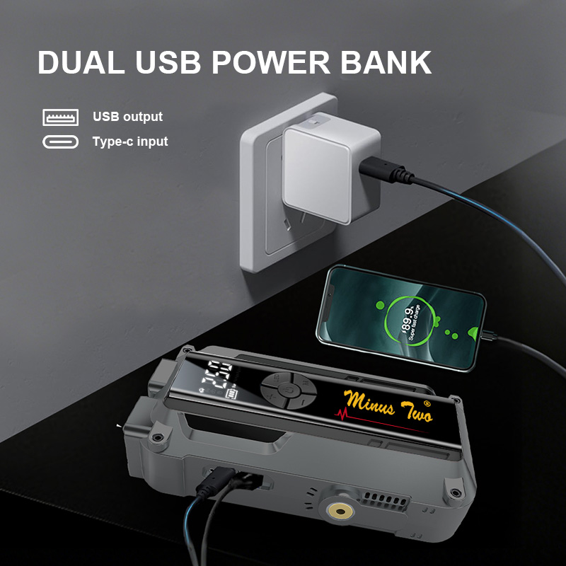 エアコンプレッサー付き4 in 1ジャンプスターター、1000Aピークカーバッテリーブースター、ガソリンディーゼルエンジン用ポータブル緊急電源パック。
