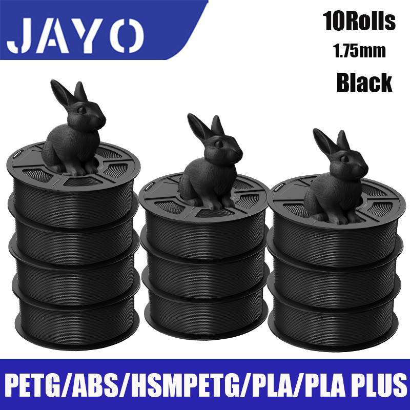 JAYO 3D プリンタフィラメント 10 ロールブラック PETG/PLA/HS-PLA/HSPMETG/PLA PLUS/ASA 気泡なしスムーズ 3D 印刷に適した 1.75 ミリメートル