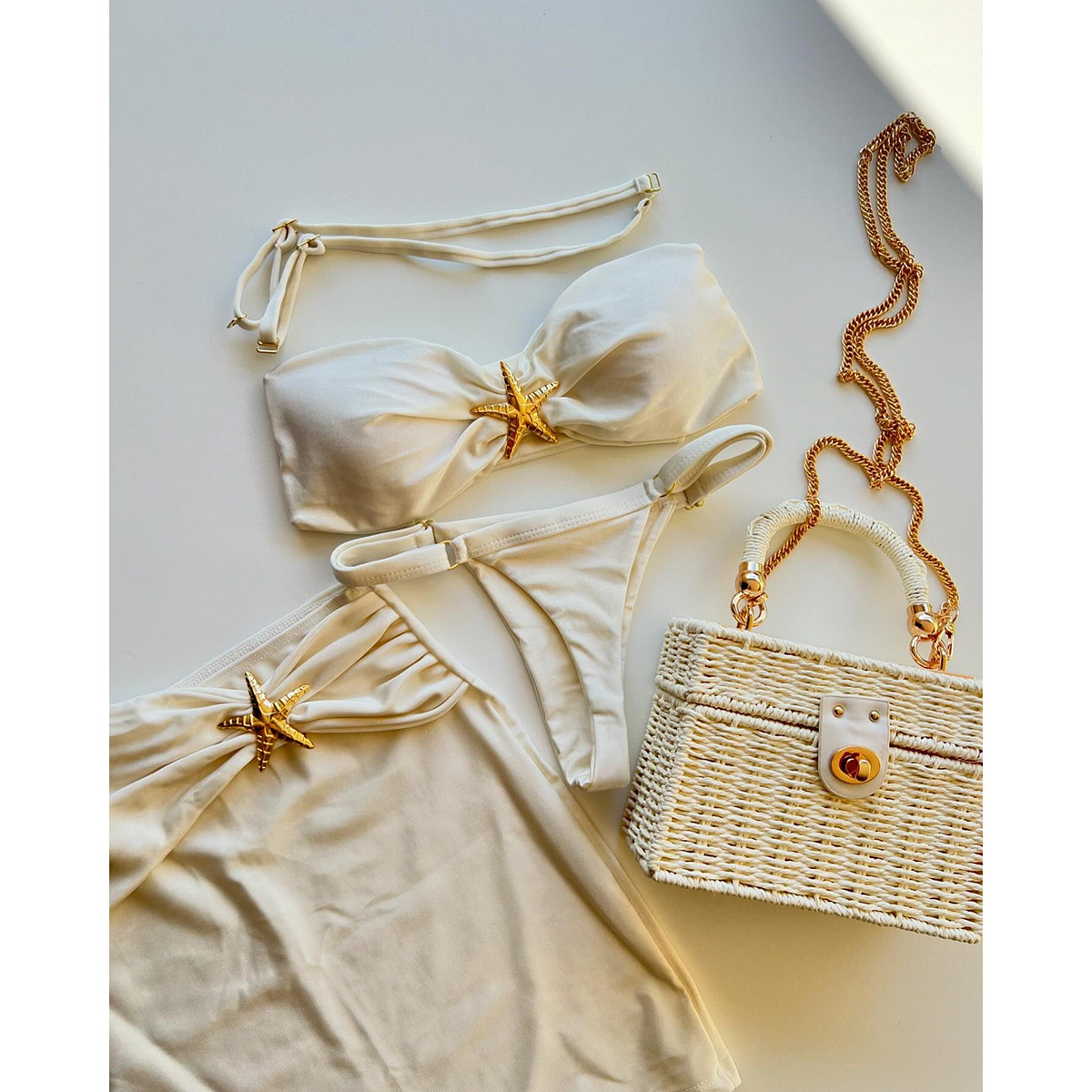 Three-piece New Bikini Sexy Bikini Solid Color Split Women's Swimsuit
