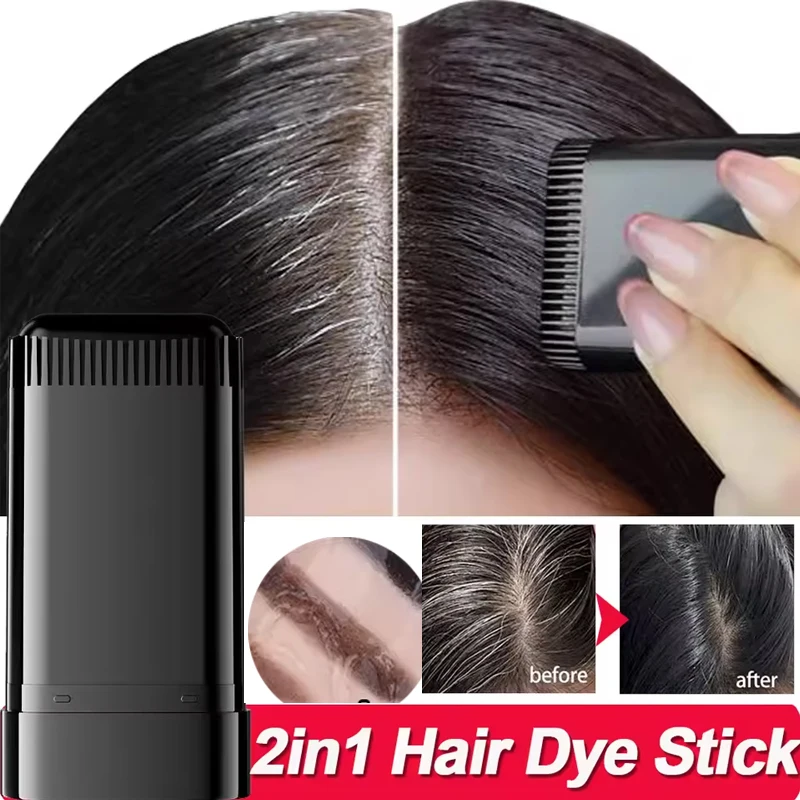 2 in 1 ヘアダイスティック コーム付き、素早く白髪をカバー、簡単に塗布、素早く髪を染め、長持ちする一時的なヘアカラーペン