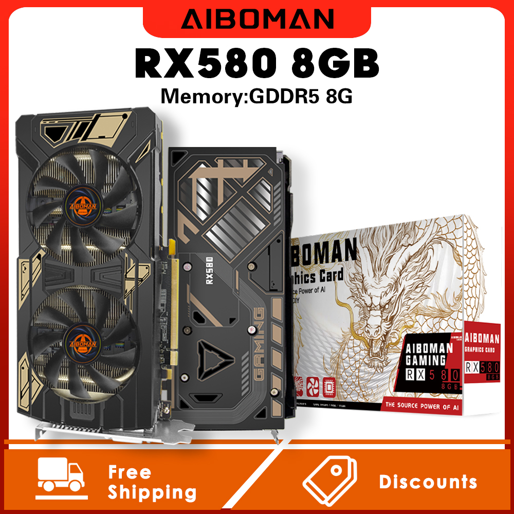 AIBOMAN VGA AMD RX 580 8GB VGAカード DDR5 256ビット 2048SP HDMI RADEON 新型PCゲーミングVGA