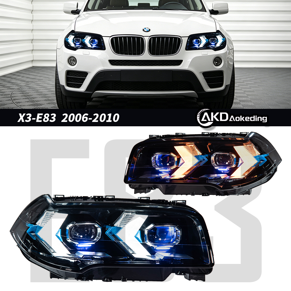 自動車部品ヘッドライト BMW X3 E83 2006-2010 E83 最新スタイリング LED デイタイムライトデュアルプロジェクター車 Accesorios 変更