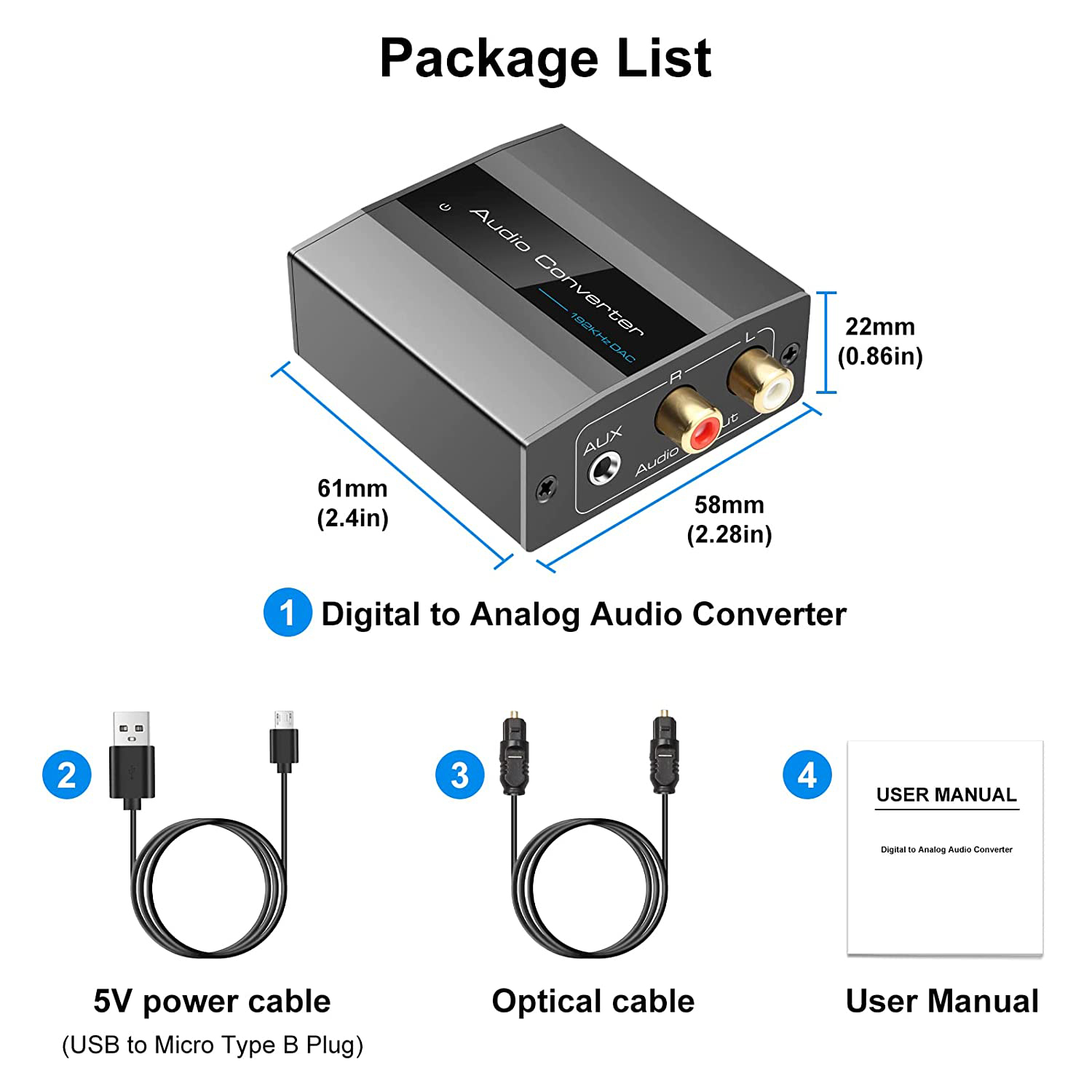 HFES 光 - RCA コンバーター オーディオコンバーター デジタル - アナログオーディオ 同軸 - RCA アダプター 3.5mm AUX 光ケーブル付き