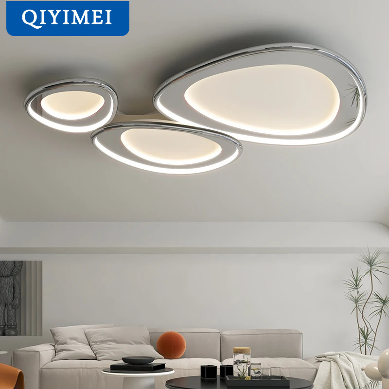 QIYIMEI リビングルームランプ LED シャンデリア屋内照明照明器具キッチン光沢ランプホワイトクロームランプ器具家の装飾