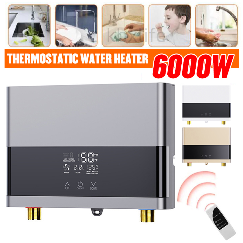 110V 220V インスタント給湯器浴室キッチン壁掛け電気温水器 LCD 温度表示リモコン付き