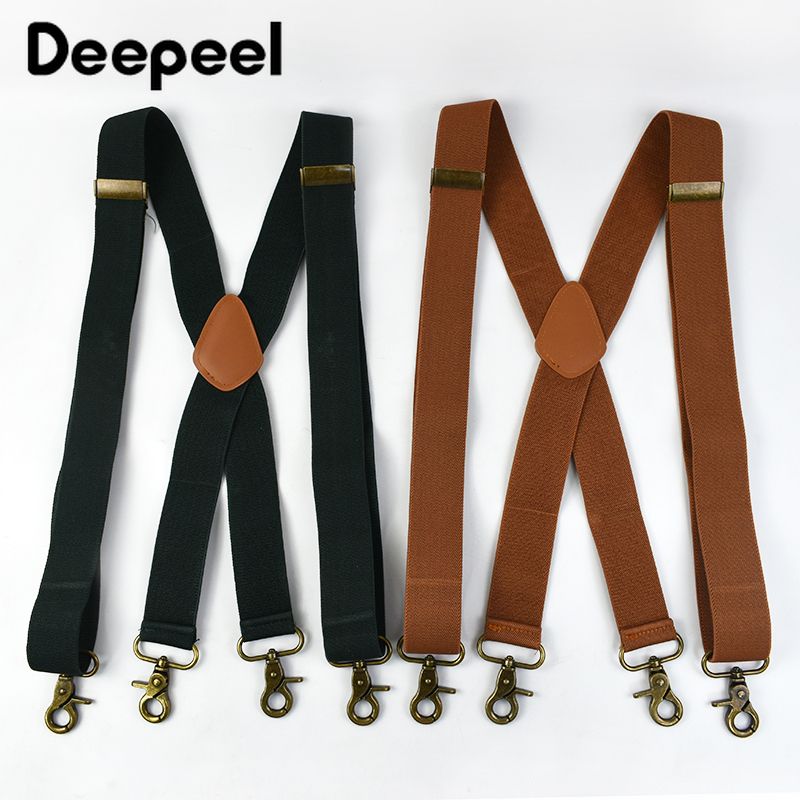 Deepeel 3.5*120 センチメートルメンズ大人サ​​スペンダー X 型ブレース 4 クリップフックバックル調整ストラップ弾性ベルトサスペンダー男性パンツ