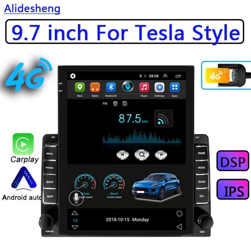 9.7 インチ IPS 2DIN ユニバーサル Android 10 カーラジオマルチメディアプレーヤー GPS マップ Carplay Bluetooth カーオーディオステレオテスラスタイル