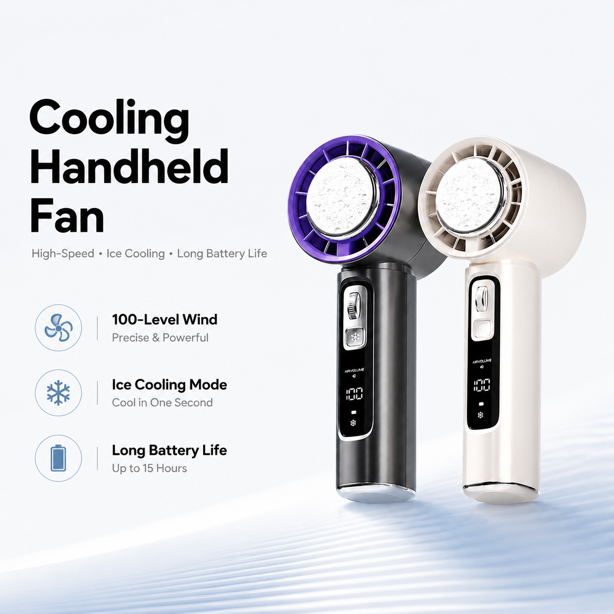 ポータブル氷冷却ファン 100 スピードターボハンドヘルドファン USB 充電式ミニ冷却ファン長いバッテリー寿命デスクファン屋外ファン