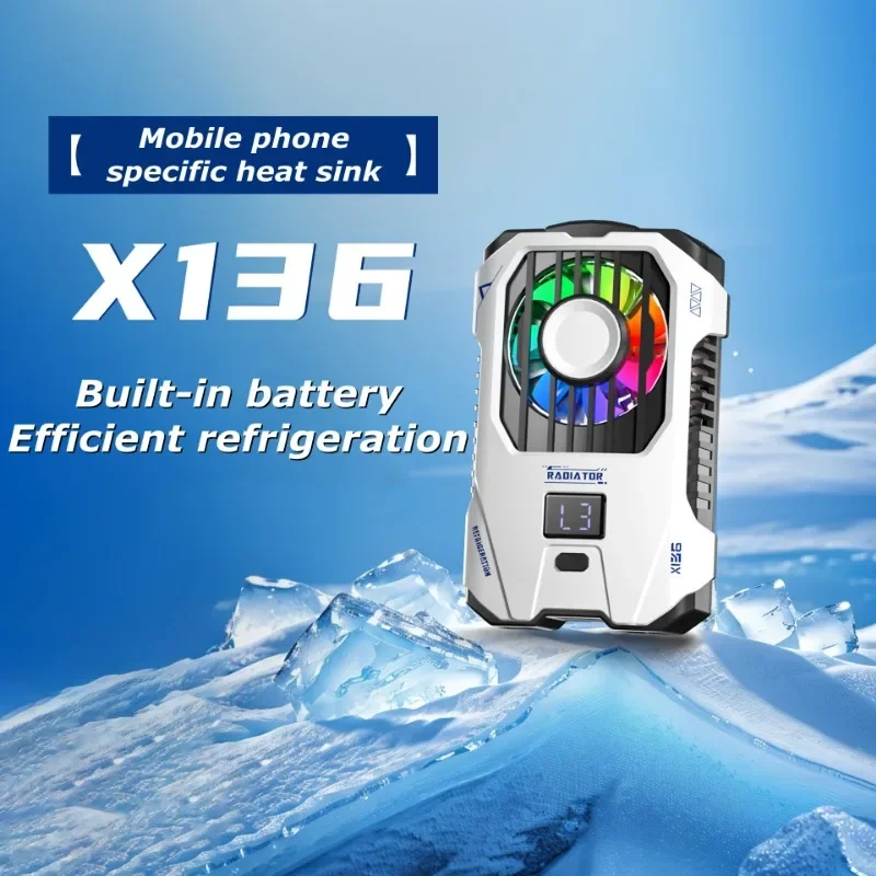 X136 携帯電話半導体バッククリップ冷却ラジエーター内蔵 2500mAh デジタルディスプレイ付き 3 ギア調整可能な PUBG ゲームクーラー