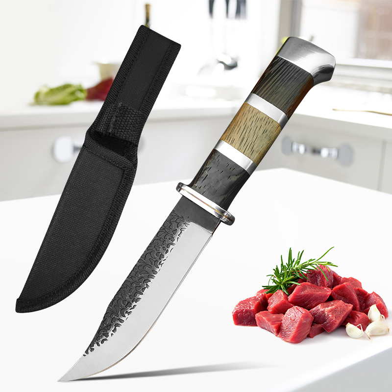 肉屋骨抜きナイフ手鍛造刃木製ハンドル包丁包丁肉果物魚スライスナイフシェフ調理バーベキューナイフ
