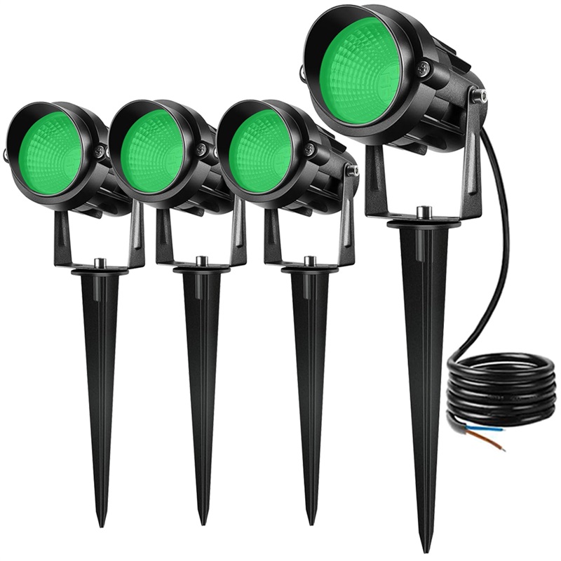 グリーンスポットライト屋外 9 ワット IP65 防水 LED スポットライト 110V 220V 景観照明庭木パス芝生用スパイク付き 4 個