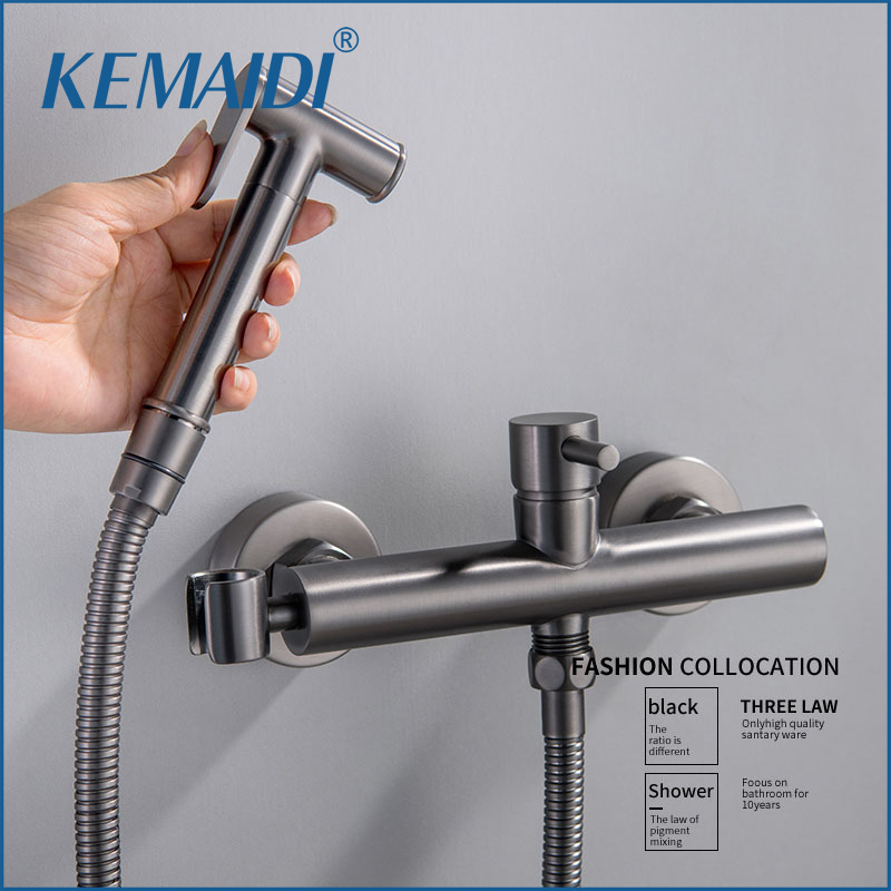 KEMAIDI トイレビデスプレーセット真鍮二重使用ビデ蛇口浴室ホットおよびコールドスプレーシャワービデ蛇口高圧