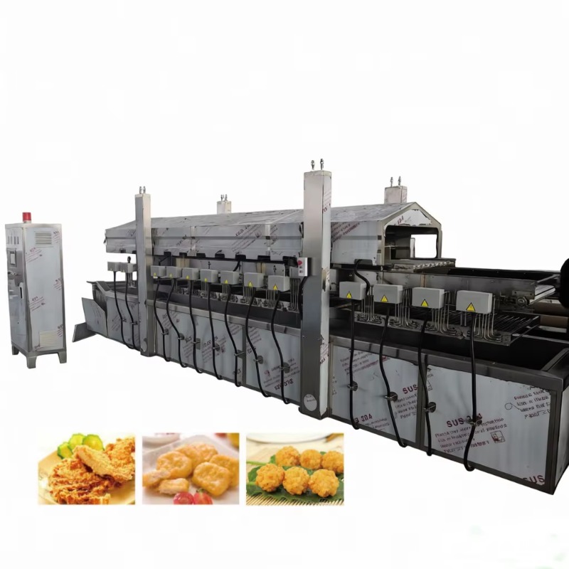 Fish Shrimp Prawn Coating Frying Production Line for Sardine Cod Fish Ball Battering Fryer Food Factory Custom