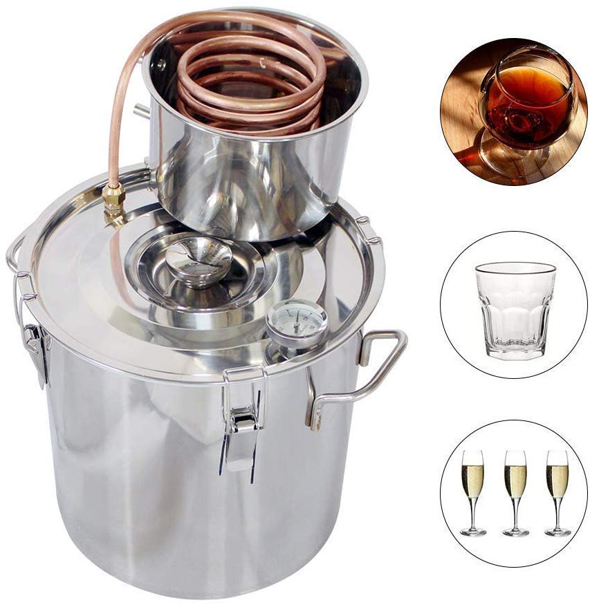 10L/20L 2/5 ガロンアルコール蒸留器銅管密造酒蒸留酒自家製ワイン製造キットステンレス鋼オイルボイラー