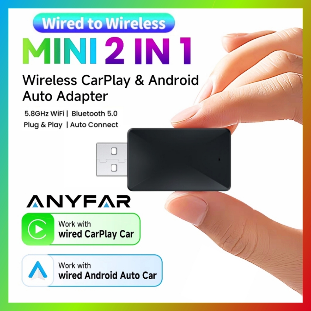 2in1 ワイヤレス CarPlay ドングルワイヤレス Android 自動アダプタ AI スマートボックス車インテリジェントシステム車用有線 CarPlay
