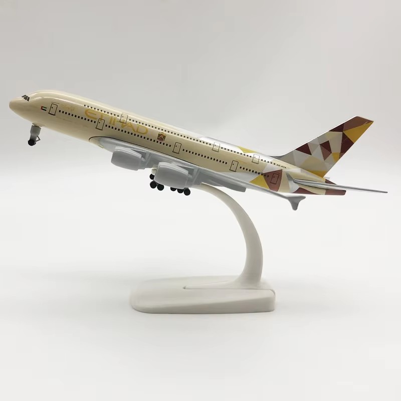 20 センチメートル A380 エティハド航空 1:400 エアバス合金航空機モデルダイキャスト飛行機モデルホイールスタンド付きグッズディスプレイモデル