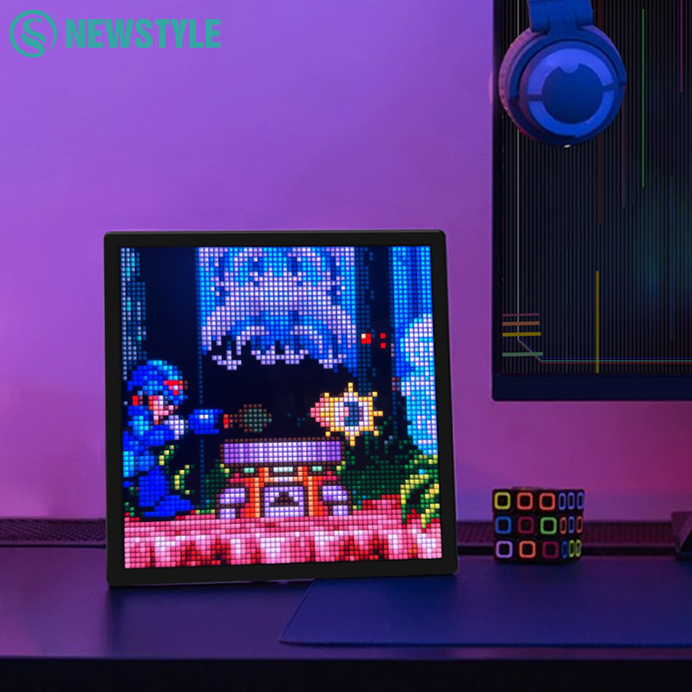 LED ピクセルマトリックス Bluetooth スマートディスプレイ 64 × 64 RGB デジタルランプパネル DIY アートディスプレイゲームアニメルーム装飾フレームアプリ制御