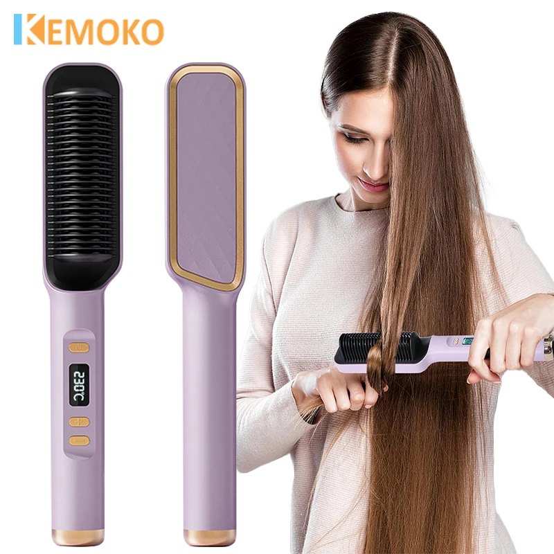 電気ヘアアイロンコームホットコーム多機能ストレートマイナスイオン熱傷防止スタイリングツール矯正ブラシ