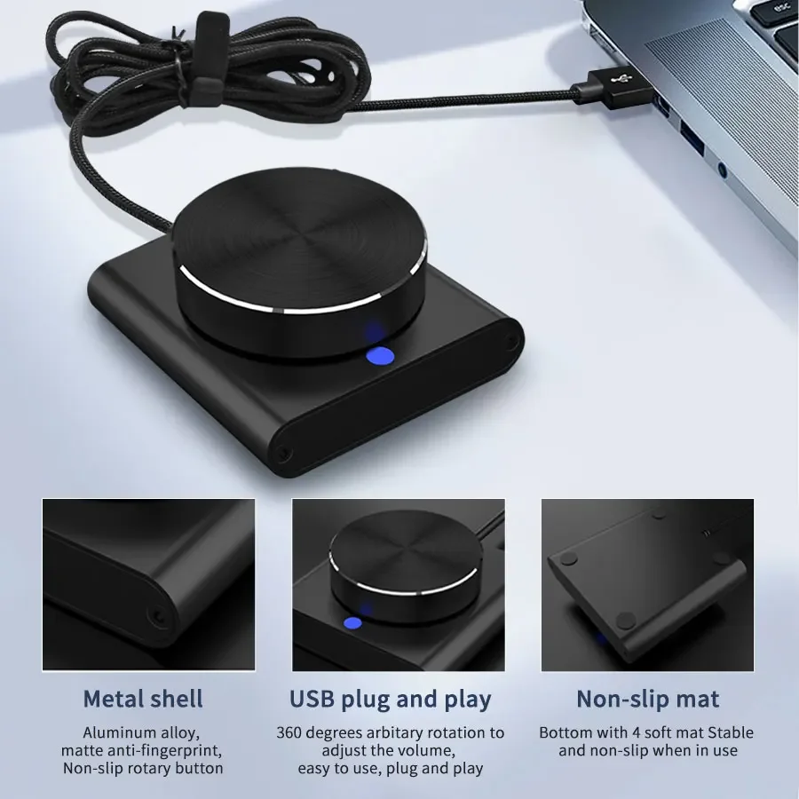 PC コンピュータスピーカーオーディオボリュームコントローラ 2 モードマルチメディアコントローラ USB ボリュームコントロールノブサポート Windows/Android/Mac/IOS